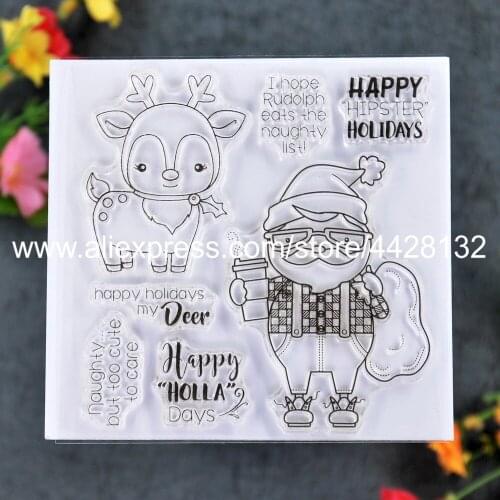 Merry Christmas Santa Happy Holidays my Deer Scrapbook photo cards rubber stamp clear stamp transparent stamp 20011141