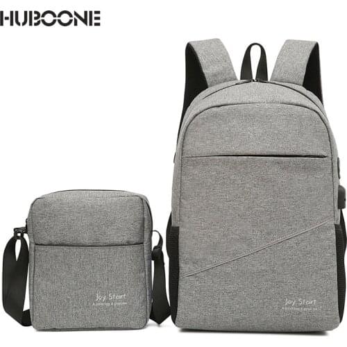2 Pieces Sets Backpack Men Backbag USB Charging Laptop Backpack Women Travel Backpacks Male Plecak School Bags Crossbody Mochila