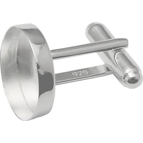 Silver 925 Cufflinks Blank Jewelry Mens cufflinks Round Base Men Shirt DIY Cufflinks Personalized Jewelry 33332