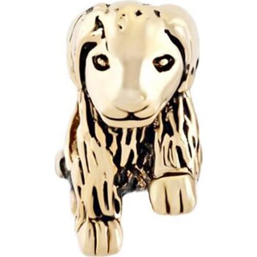 Fit Pandora charm bracelets Gold-plated Cute Dog Fit Beads Charms Beads Charms Bracelets beads for jewelry making