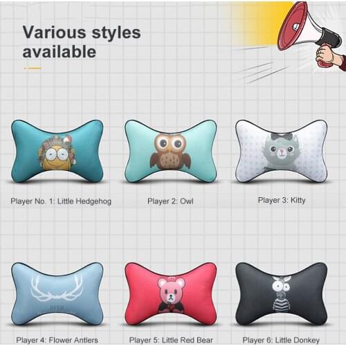 Cute Cartoon Car Pillow A Pair of Headrest for Car Headrest and Neck Pillow