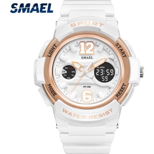 SMAEL Ladies Watch LED Waterproof Rose Gold White Women Watch Top Brand Quartz Watch Bracelet 1632 Relogio Feminino Girl Watches