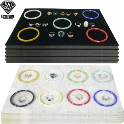 5pcs/lot Jewelry Foam Tray Inserts Liners Grey/Black Velvet Jewellery Rings Bracelet Watch Showed Case