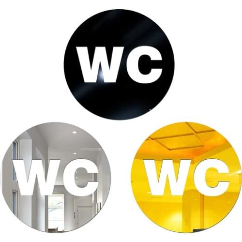 Cute WC Symbol Wall Sticker Mirror Detachable Acrylic Wall Decal Bathroom Useful
