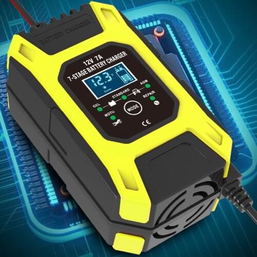 7A 12V Lead Acid Battery Charger 7-Stage Smart Car Motorcycle Battery Charger Pulse Repair Charger