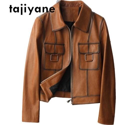 Tajiyane Real Leather Jacket Women Autumn Coat Genuine Biker Leather Jackets Pocket Korea Clothes 2021 Chaqueta Piel Mujer HLY05