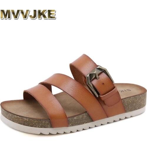 MVVJKESummer Women Casual Beach Shoes Slippers Rome Retro Thick Bottom Open Toe Sandals Beach Slip On Slides Brand Design Sandal