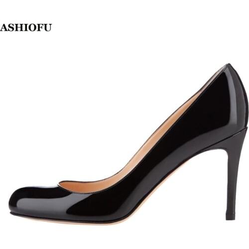 ASHIOFU Hot Sale New Handmade Ladies High Heel Pumps Simple Style 8cm Stiletto Party Dress Shoes Sexy Evening Fashion Pump Shoes