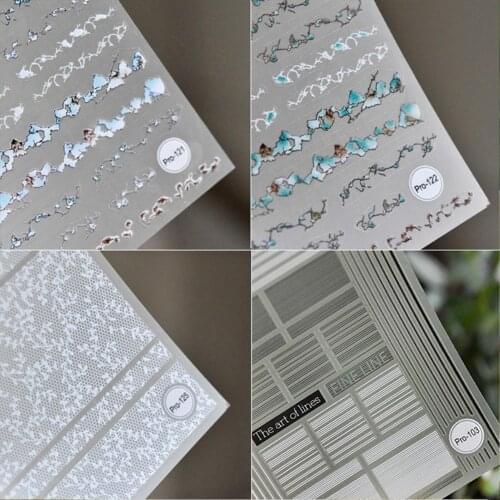 1 Sheet 3D Nail Sticker Green Rock Line Flower Japan DIY Nail Art Decoration Decals Adhesive-self High Quality