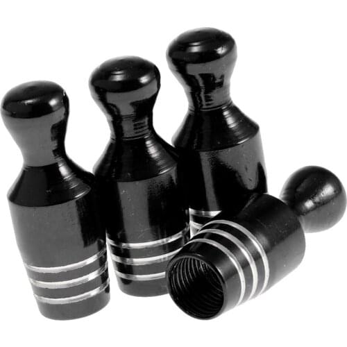 4 Pieces Black Auto Cars Bicycle Motor Wheel Tire Valve Caps Accessories Bowling Type Stem Air Caps