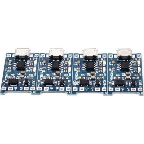 4pcs 5V 1A Micro USB 18650 Lithium Battery Charging Board Charger Module+Protection Dual Functions