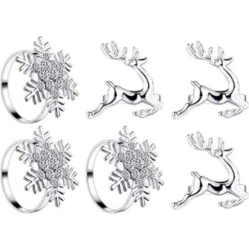 6Pcs/Set Snowflake Napkin Rings Hotel Room Decoration Set Table Decor Napkin Buckle