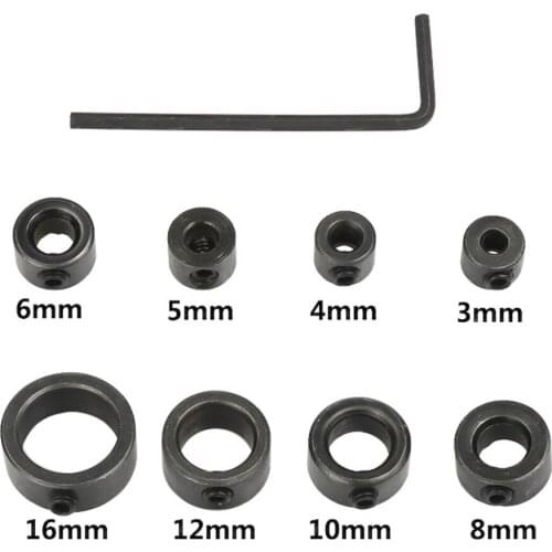 8pcs 3-16mm Woodworking Drill Locator Drill Bit Depth Stop Collars Ring Positioner Drill Locator Wood Drill Bit