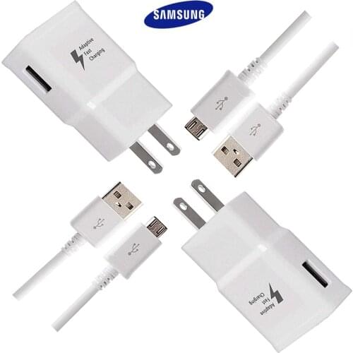 Adaptive Fast Charging Wall Charger with Micro USB Cable Kit For Samsung Galaxy S7/S7 Edge/S5/S6/S6 Edge/S4/S3/Note 4/Note 5