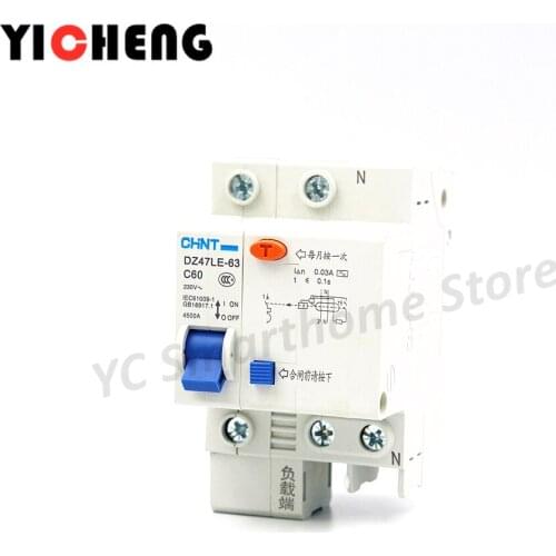 Chint DZ47LE-32/63C type 1P+N6-60A leakage protection circuit breaker switch ,Optional new NXBLE-63/32
