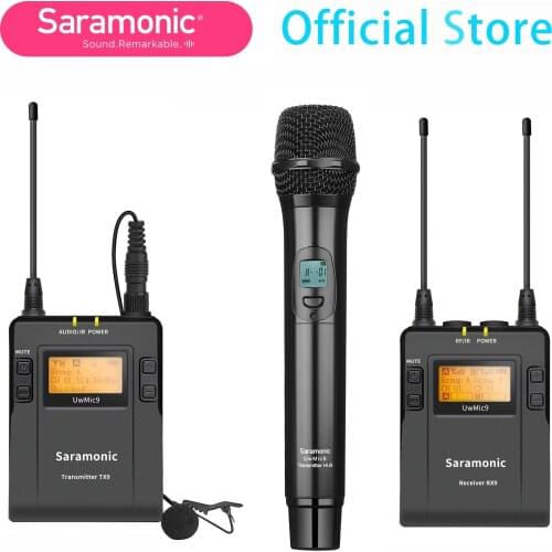 Saramonic UwMic9 kit3/kit4 UHF Wireless handheld Lavalier Microphone System for Canon Nikon Sony DSLR Camcorder Video Camera