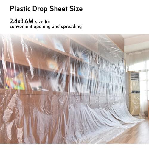 BRAKEMAN 2.4X3.6 Meters Drop Cloths Clear Plastic Sheet waterproof PE film Carrying Out Building Work Protect Furniture Floor