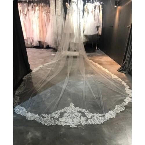 Cathedral length wedding veil / Cathedral veil / Bridal veil / One Tier Lace Veil / White Ivory Lace Veil