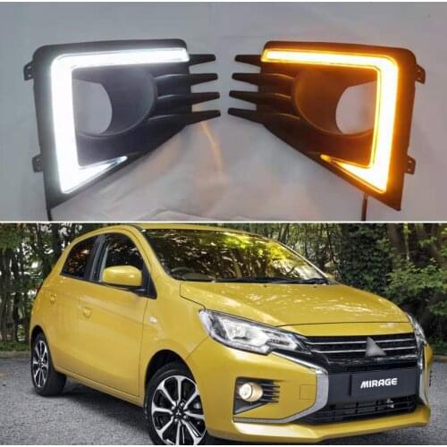 12V Daytime running lights For Mitsubishi Mirage 2020 2021 Drl with Dynamic turn signals LED For car auto Fog lights headlights