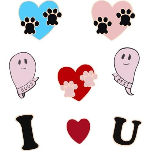 Romantic Style I Love You Metal Badges Pins Cute Heart Enamel Brooch Collection For Couple Kid Hat Shirt Decoration Jewelry Gift