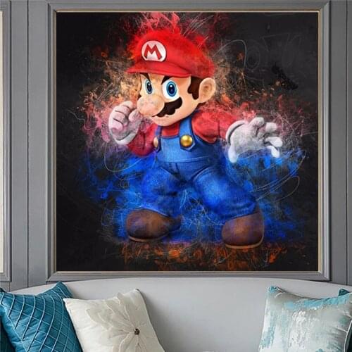 Graffiti Street Style Art Canvas Printings Poster Home Mario Painting Wall Artwork Picture Modern Living BedRoom Home Decoration