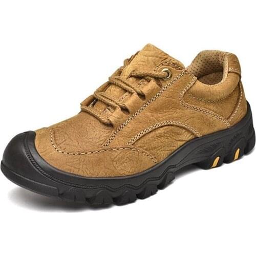 Top Cowhide Outdoor Men Sneakers Shoes Casual Shoes Flat Non-slip Wear Resistant Hiking Shoes Men Leather Shoes Casual Sneakers