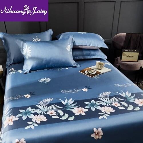 Summer ice silk mat bed sheet three-piece cover mat pillowcase double bed mat bedding three-piece home textile