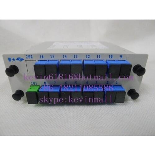 Nanjing Putian 1:16 PLC splitter, SC/APC input, SC/UPC output module splitter 1x16. FiberCore