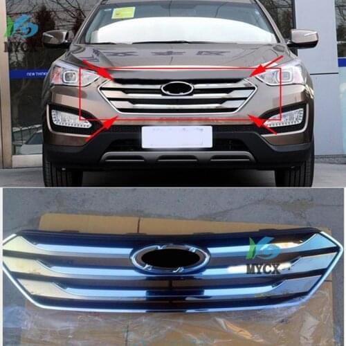 Original ABS Chrome Front Grille Around Trim Racing Grills Trim For 2013 2014 2015 2016 Hyundai Santa Fe ix45