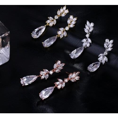 ORZTOON Trendy Water Drop Zircon Earrings For Women Exquisite And Elegant Creative Gold Hoop Earrings Fashion Jewelry Party Gift