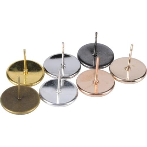 20Pcs/Lot Blank Cabochon Base Stud Earrings DIY Accessories Cameo Tray Bezel Settings For Jewelry Making Supplies