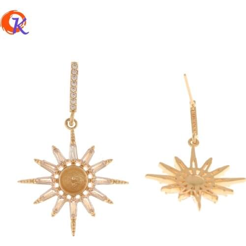 Cordial Design 20Pcs 26*41MM CZ Earrings Stud/Jewelry Accessories/Flower Shape/DIY Jewelry Making/Hand Made/Earring Findings