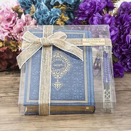 Special Gift for Father, Quran, Luxury Essence, Rosary Gift Set of 33 - Dark Blue FREE SHİPPİNG