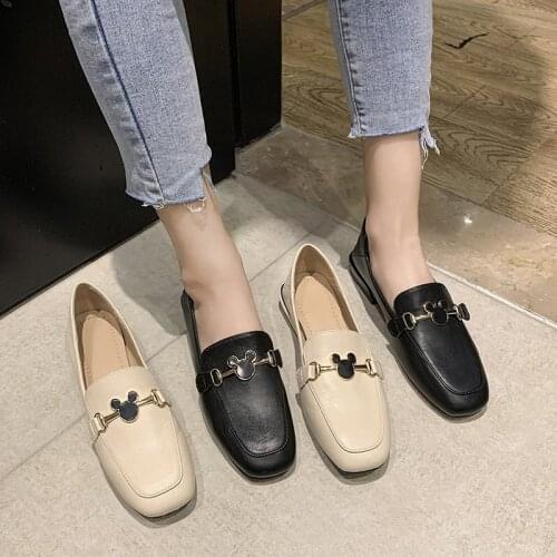 Single Shoes Womens One-step Spring Womens Shoes 2021 Spring New All-match Small Fragrance British Peas Small Leather Shoes