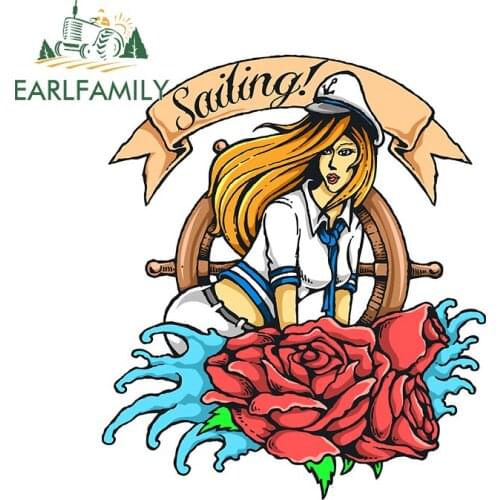 EARLFAMILY 13cm x 11.1cm for Sailor Vinyl Car Stickers Anime Decal Windshield Refrigerator Waterproof Sunscreen Car Assessoires