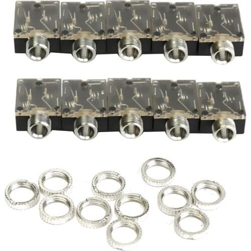 10Pcs 3.5mm Headphones Stereo Audio Socket Jack With nut 5 Pin PCB Panel Mount