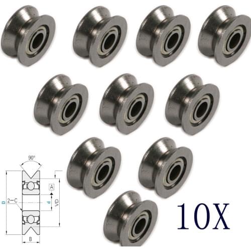 10pcs UGroove Round Pulley Ball Bearing Wheel Roller for Door Windows Shower Pulleys Drawer