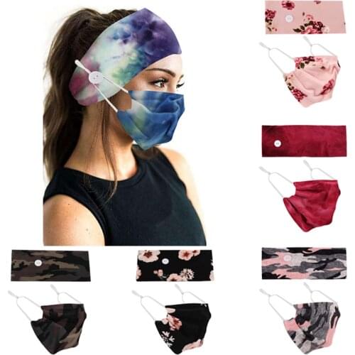 2021 Women Hot Sale Anti-stroke Headband Mask Tie-dyed Cotton Sports Yoga Hairband Sweat Absorbing Headband Elasticity Bandage