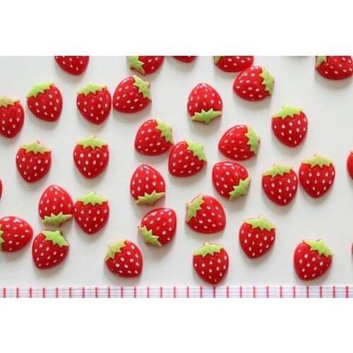 250pcs bulk sale Resin little kawaii Strawberries Deco cabochons Flatbacks 15x18mm