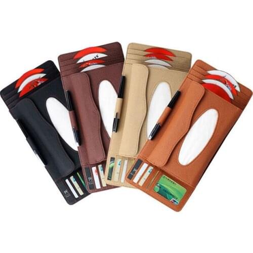 3 in1 Car Tissue Paper Box Sun Visor CD Organizer Card Holder Pouch Multi-Pocket