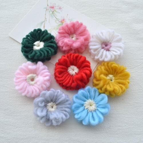 30PCS 6-7cm Handmade Yarn Crochet Knitted Applique Patchwork DIY Needlework Sewing Accessories Cloth Paste Decoration 259