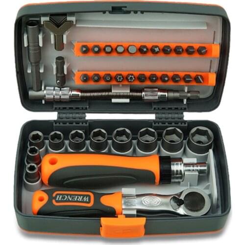 38 in 1 Household Labor Saving Ratchet Screwdriver Bit Set Multipurpose Tool Kit Hardware Tools Combination Wrenches Tool Box