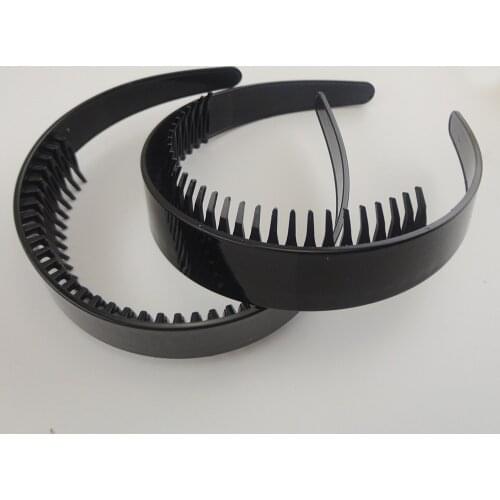 6PCS Black teethed Plastic Headbands for men Big comb hair hoops for women makeup Wash haidbands grandmas ridge