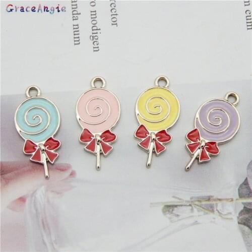 8pcs/lot Mix lollipop Charms Lollipop Bow Charms Pendants For DIY Decoration Bracelets Necklace Earring Key Chain Jewelry Making
