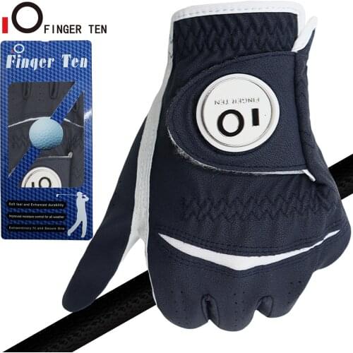 9 Pcs Breathable Golf Gloves Men PU Leather S M ML L XL with Ball Marker Left Right Hand LH RH Blue Red Brown Drop Shipping