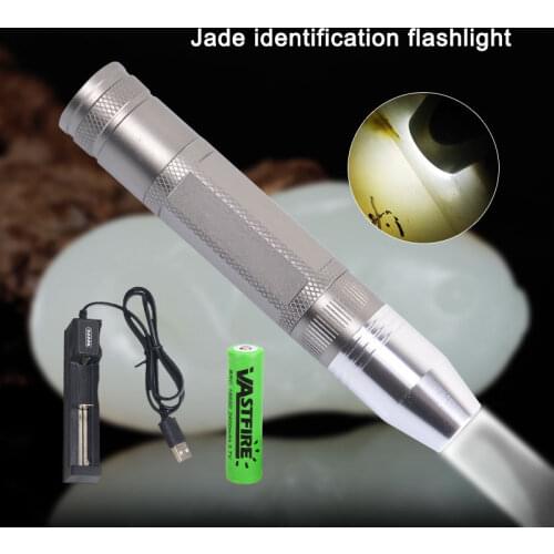 White yellow light LED flashlight Waterproof Portable 2 gears flashlights LED glare jade flash light lighting stone detection