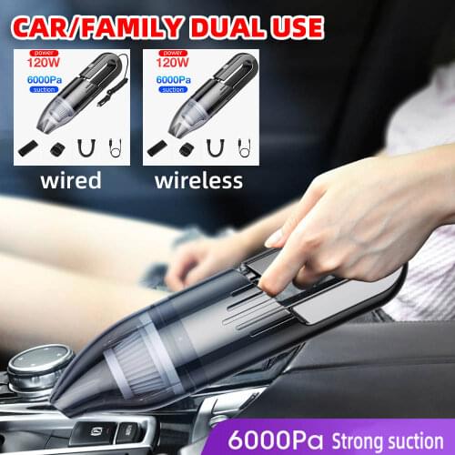 Wireless Car Vacuum Cleaner 120W6000Pa Strong Suction Dust Blower for Car Home Dual USE Portable Cordless Air Duster for Keyboad