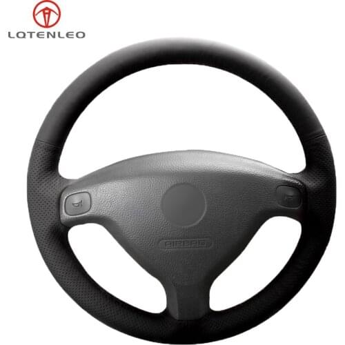 Black Genuine Leather Steering Wheel Cover for Opel Astra (G) 1998-2004 Zafira (A) 1999-2005 Agila 2000-2004 Buick Sail