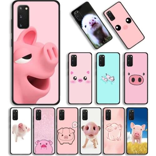 Case For Samsung Galaxy S21 S20 FE S10 S8 S9 Plus Note 20 Ultra Silicon Soft Black Cover TPU cute lovely pig