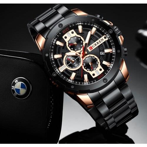 CURREN Luxury Quartz Wristwatch Men Sport Watches Relogio Masculino 8336 Stainless Steel Band Chronograph Clock Male Waterproof